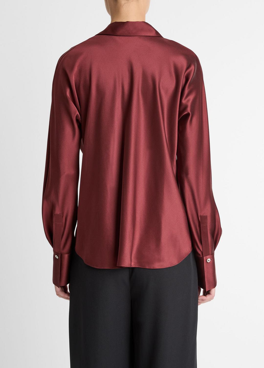 VINCE Women Silk Bias Long-Sleeve Blouse in Long Sleeve BORDEAUX
