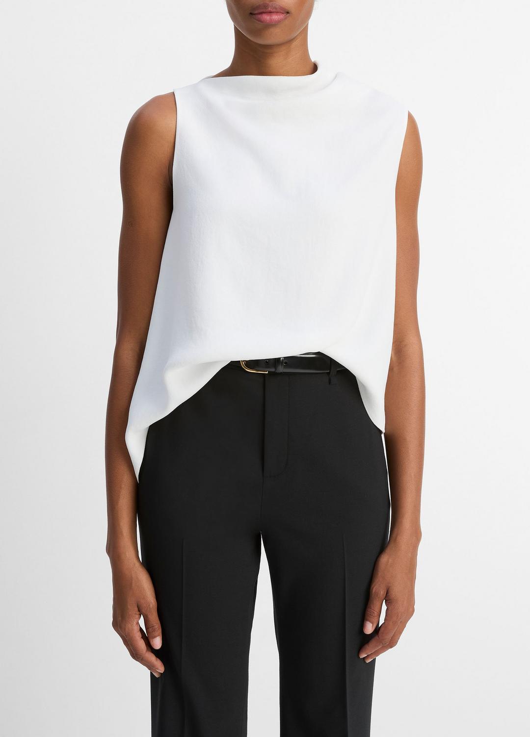 VINCE Women Asymmetrical Draped A-Line Top in Tank Tops OFF WHITE