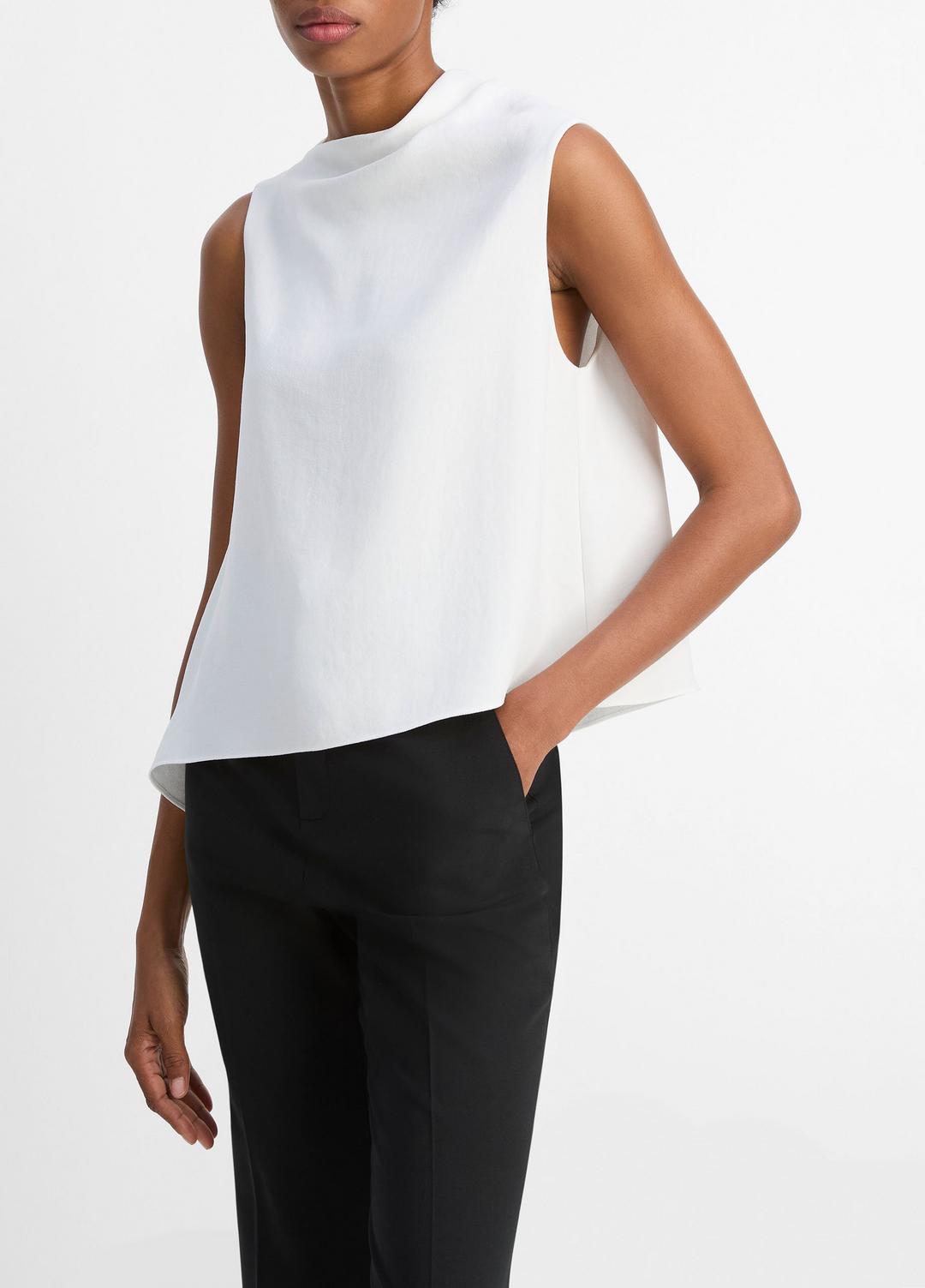 VINCE Women Asymmetrical Draped A-Line Top in Tank Tops OFF WHITE