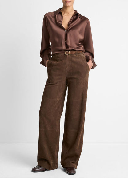 VINCE Women Silk Bias Long-Sleeve Blouse in Long Sleeve ESPRESSO