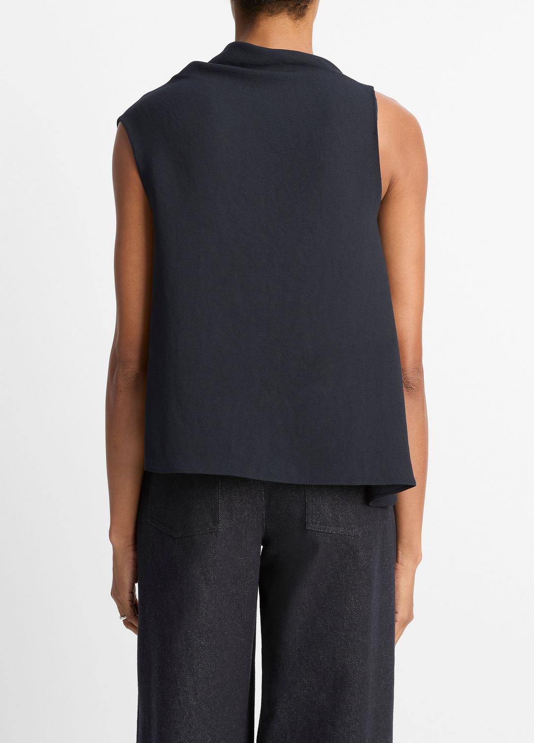 VINCE Women Asymmetrical Draped A-Line Top in Tank Tops COASTAL BLUE