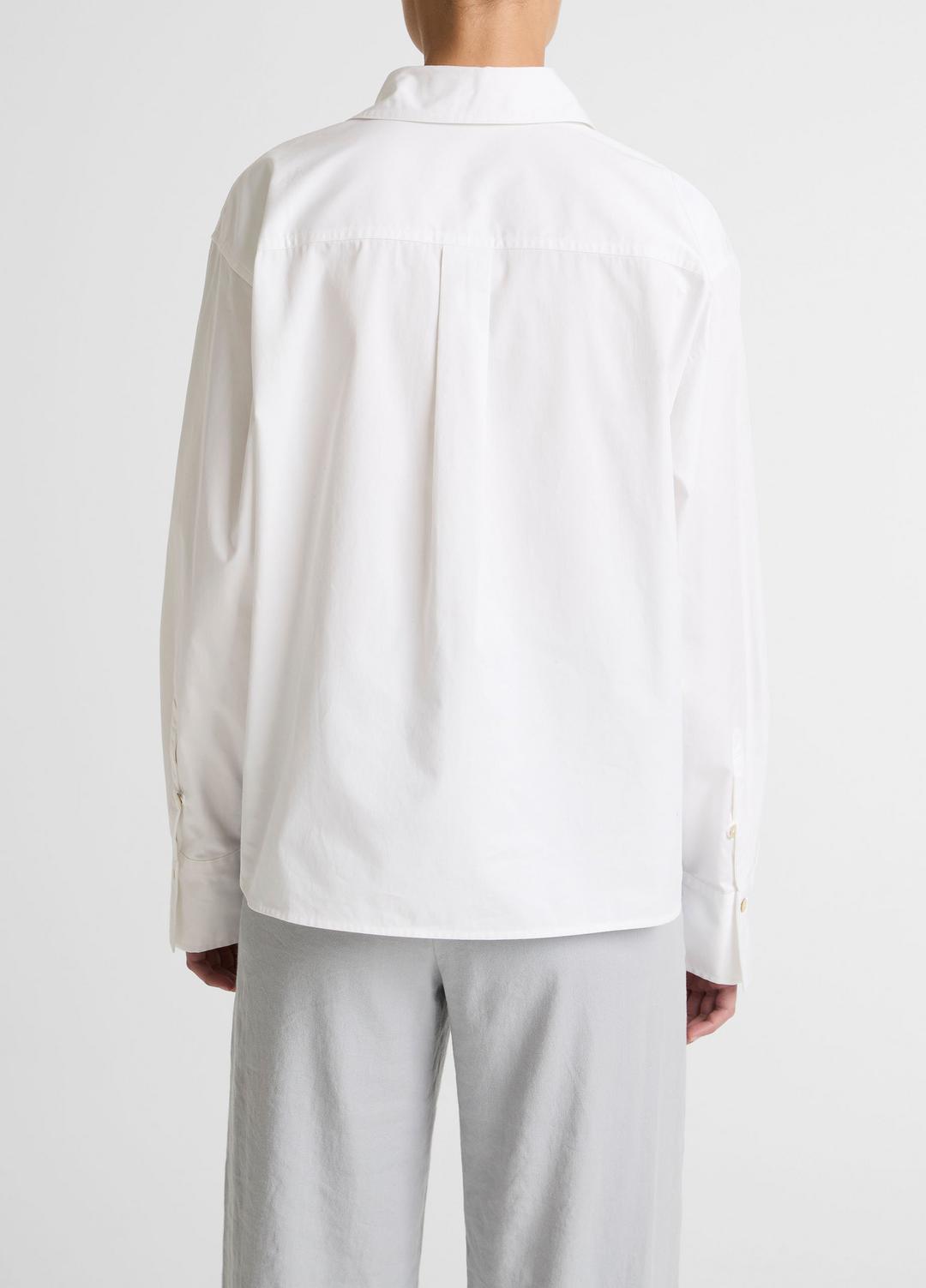 VINCE Women Cotton Cropped Button-Front Shirt  in Long Sleeve OPTIC WHITE
