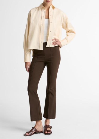 VINCE Women Cotton Cropped Button-Front Shirt  in Long Sleeve ECRU