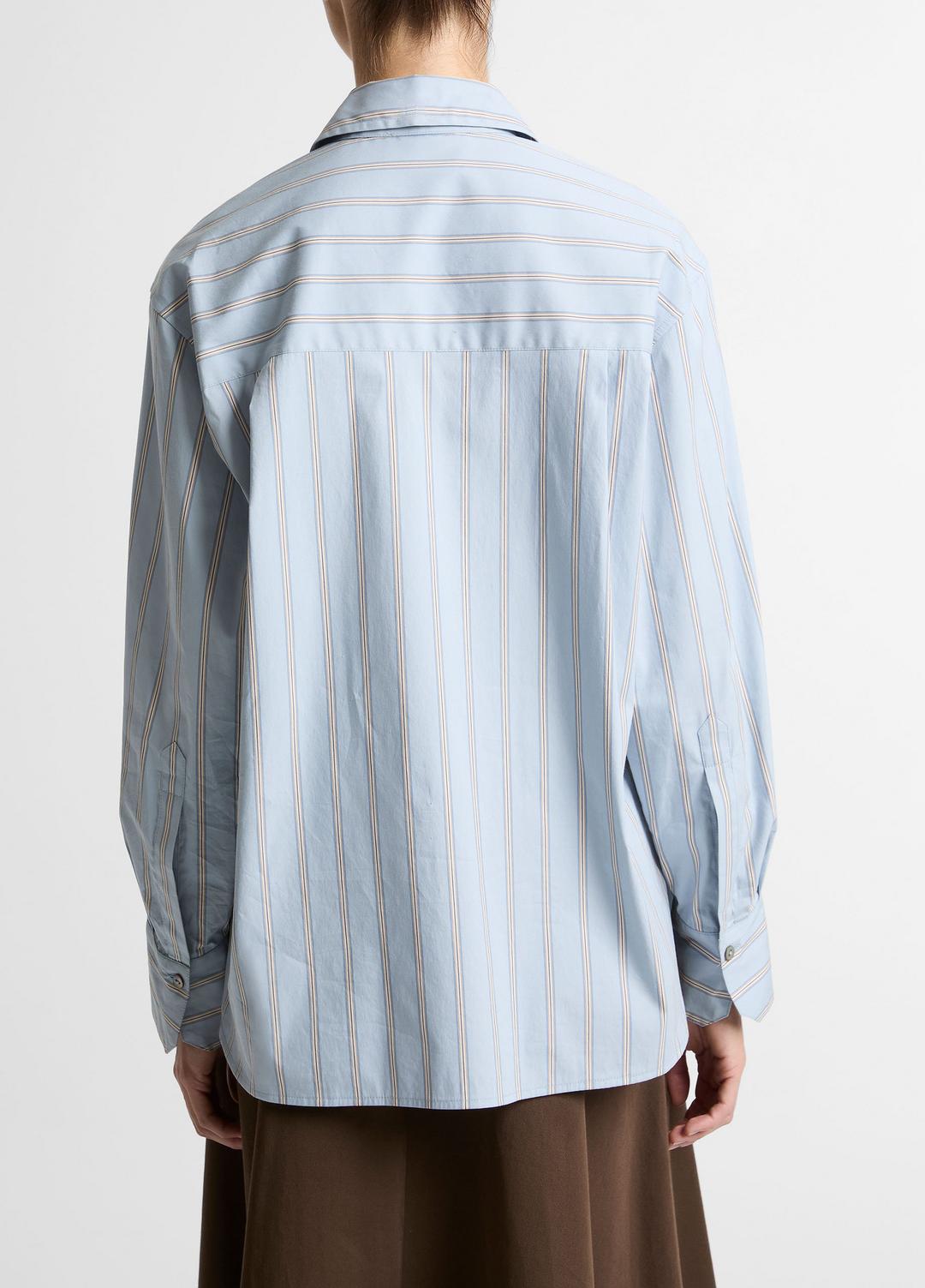 VINCE Women Striped Cotton-Blend Button-Front Shirt in Long Sleeve DEL MAR MULTI