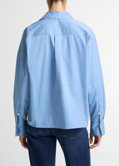 VINCE Women Cotton Cropped Button-Front Shirt  in Long Sleeve HYDRA