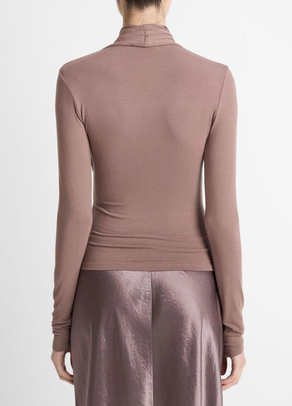 VINCE Women Fixed Wrap Long-Sleeve Top in Long Sleeve SMOKY BERRY