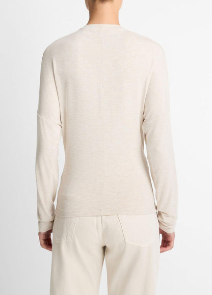 VINCE Women Fixed-Drape Long-Sleeve T-Shirt in Long Sleeve HEATHER CREAM OAT