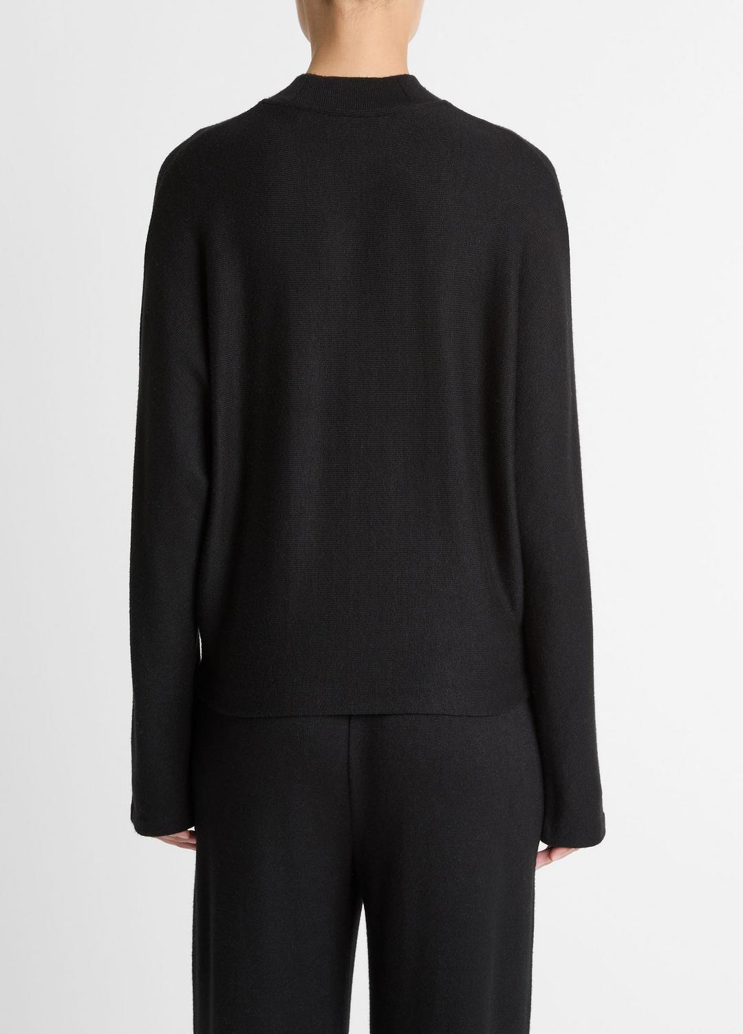 VINCE Women Cozy Dolman-Sleeve Mock-Neck Top in Long Sleeve BLACK