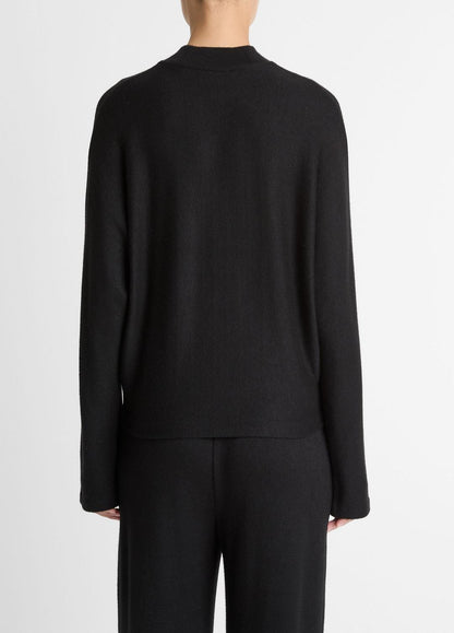 VINCE Women Cozy Dolman-Sleeve Mock-Neck Top in Long Sleeve BLACK