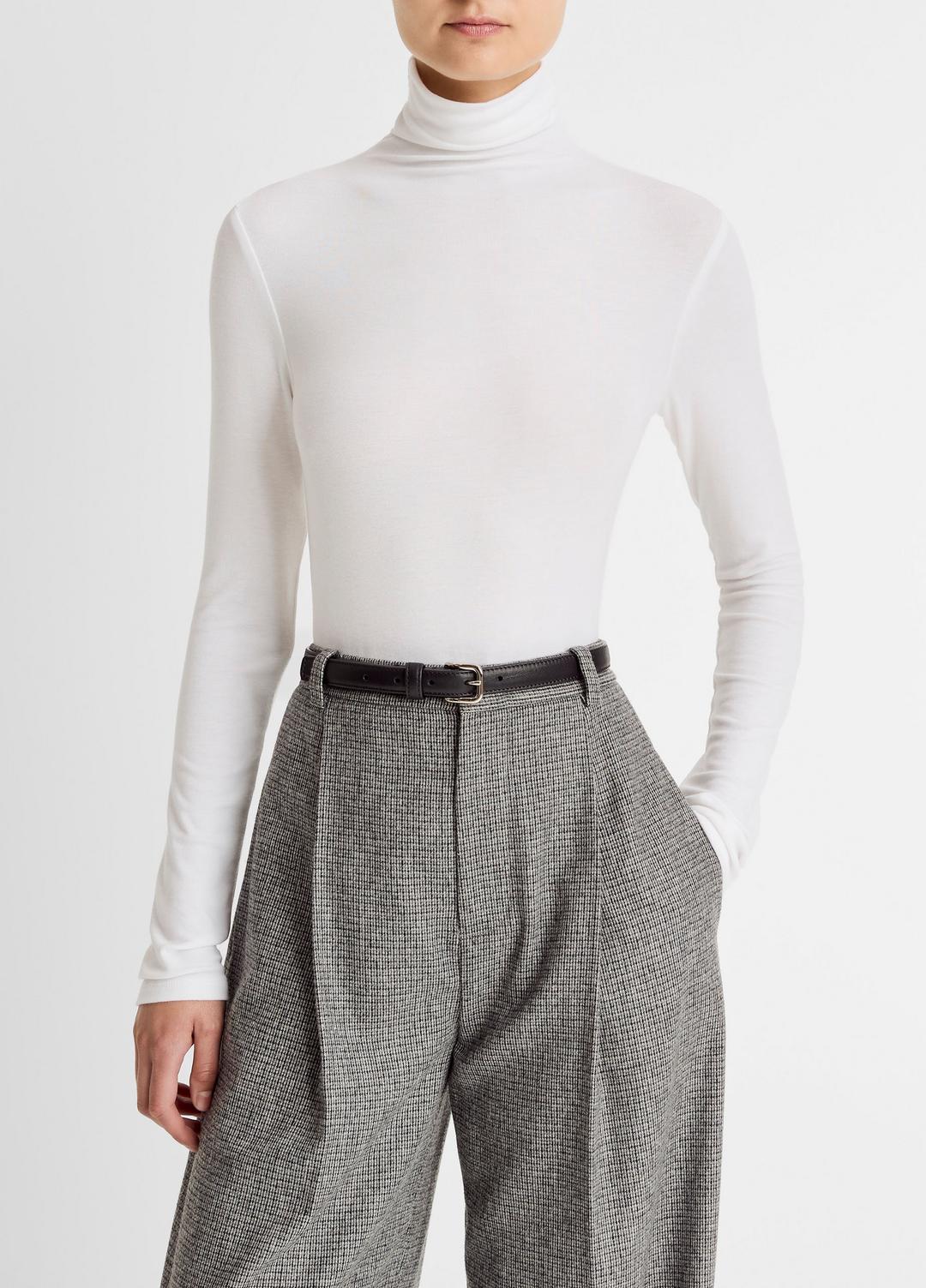 VINCE Women Essential Long-Sleeve Turtleneck Top in Long Sleeve OFF WHITE