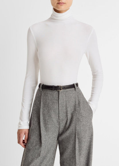 VINCE Women Essential Long-Sleeve Turtleneck Top in Long Sleeve OFF WHITE