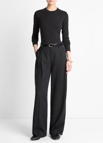 VINCE Women Essential Pima Cotton-Blend Long-Sleeve T-Shirt in Long Sleeve BLACK