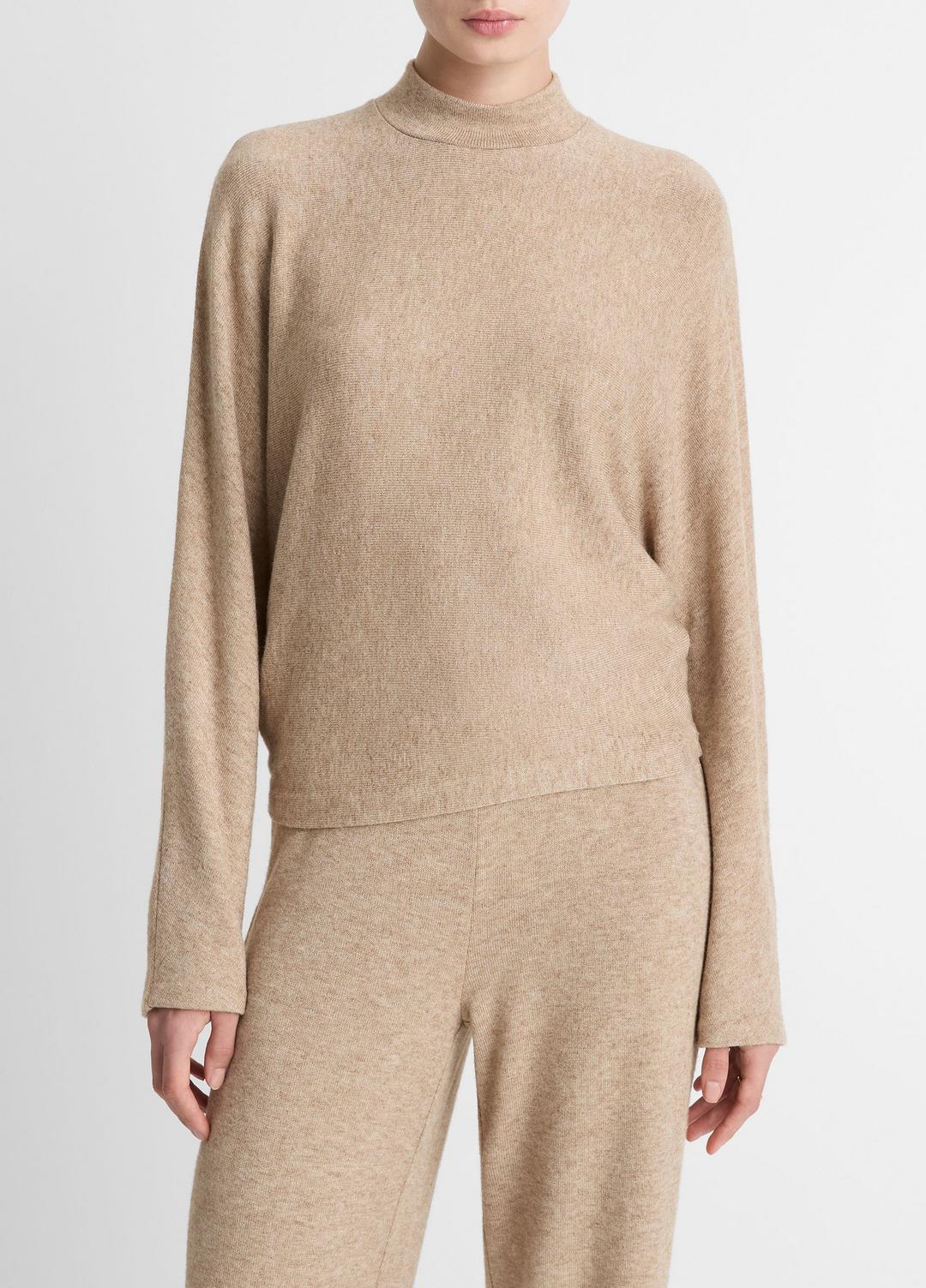 VINCE Women Cozy Dolman-Sleeve Mock-Neck Top in Long Sleeve HEATHER BRUNA