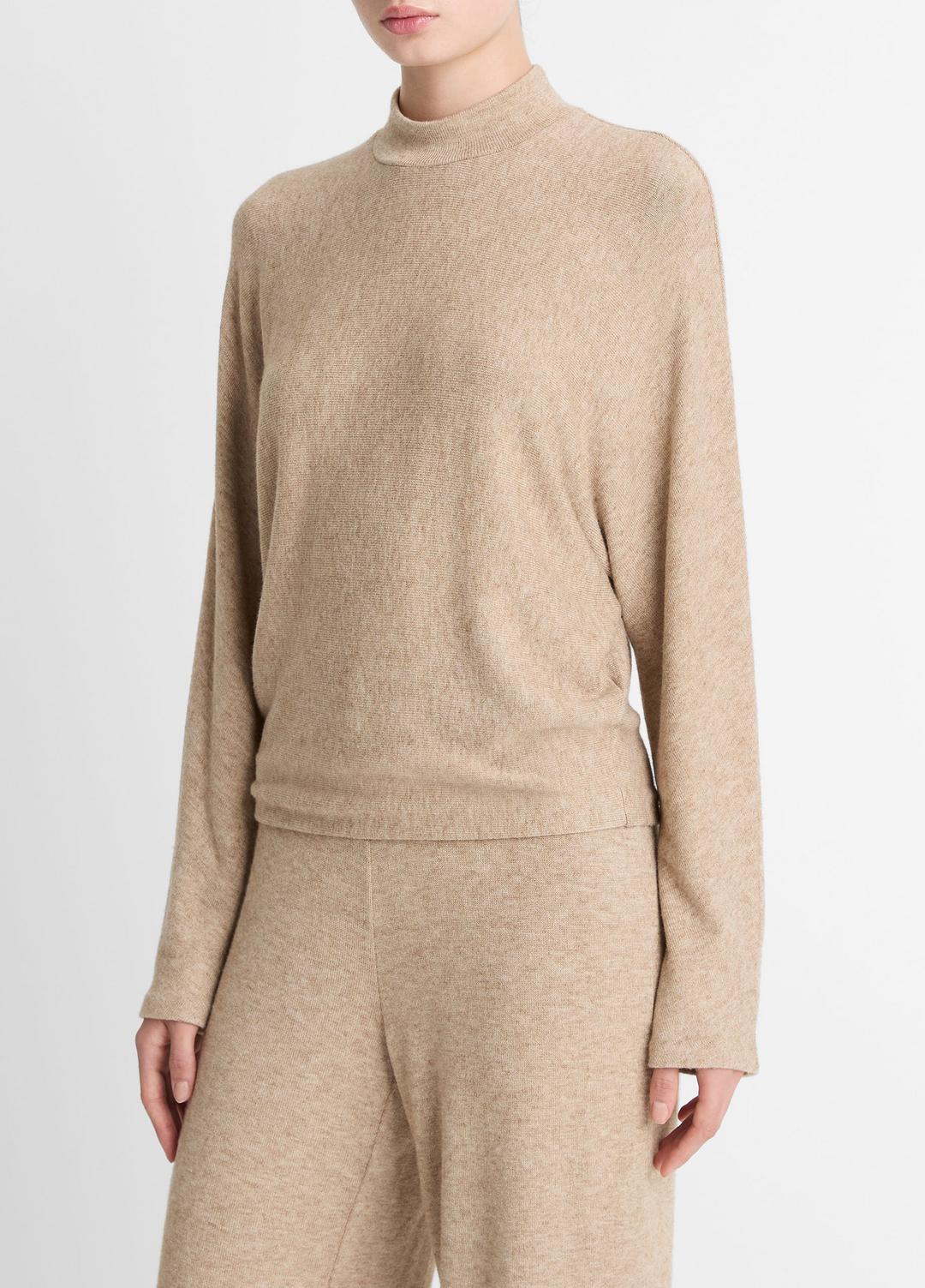 VINCE Women Cozy Dolman-Sleeve Mock-Neck Top in Long Sleeve HEATHER BRUNA