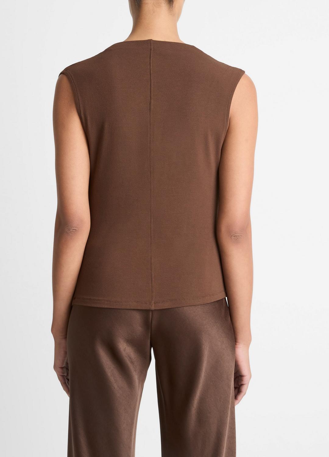 VINCE Women Jersey Draped Cowl-Neck Top in Tank Tops ESPRESSO