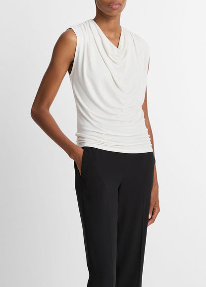 VINCE Women Jersey Draped Cowl-Neck Top in Tank Tops GESSO