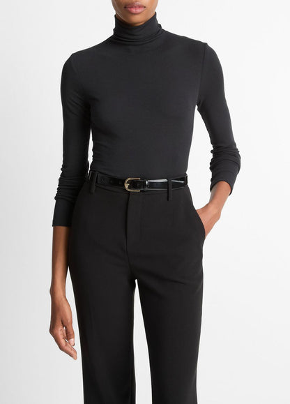 VINCE Women Essential Long-Sleeve Turtleneck Top in Long Sleeve BLACK