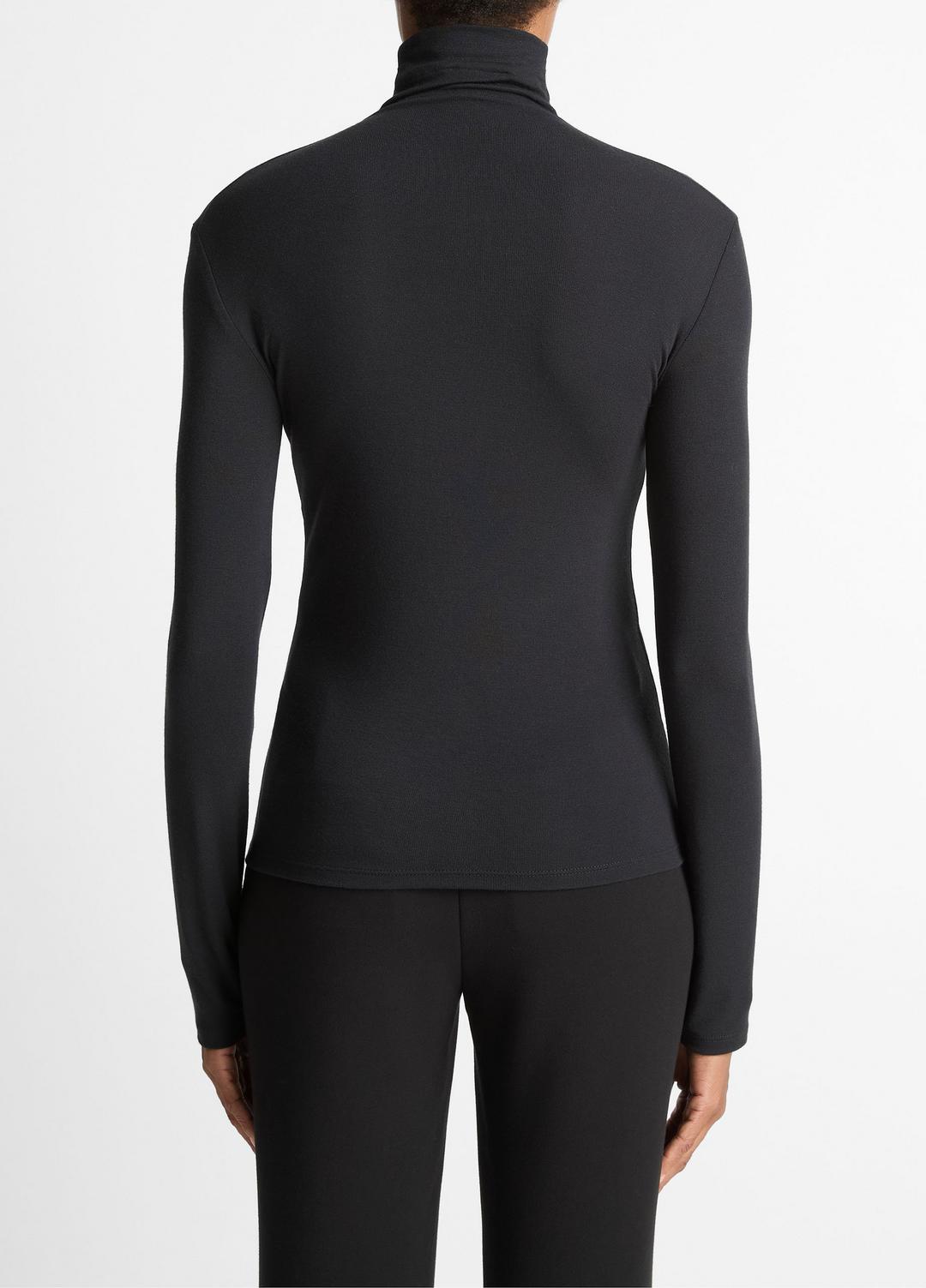 VINCE Women Essential Long-Sleeve Turtleneck Top in Long Sleeve BLACK