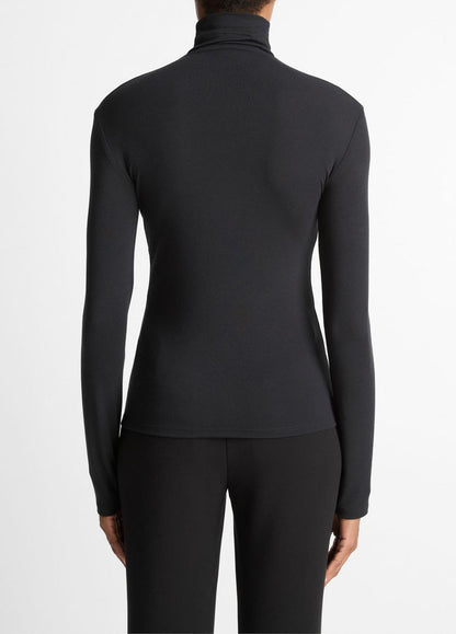 VINCE Women Essential Long-Sleeve Turtleneck Top in Long Sleeve BLACK