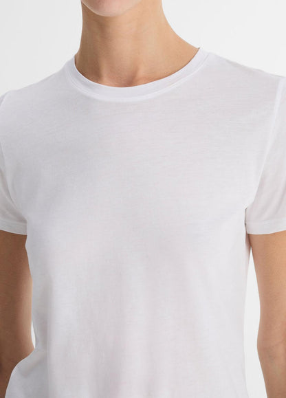 VINCE Women Essential Pima Cotton Crew Neck T-Shirt in Short Sleeve OPTIC WHITE