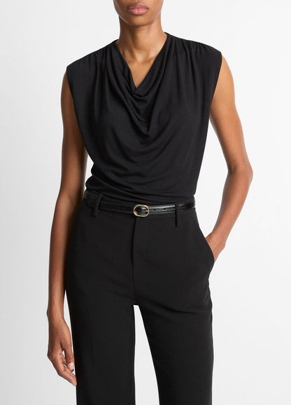 VINCE Women Jersey Draped Cowl-Neck Top in Tank Tops BLACK