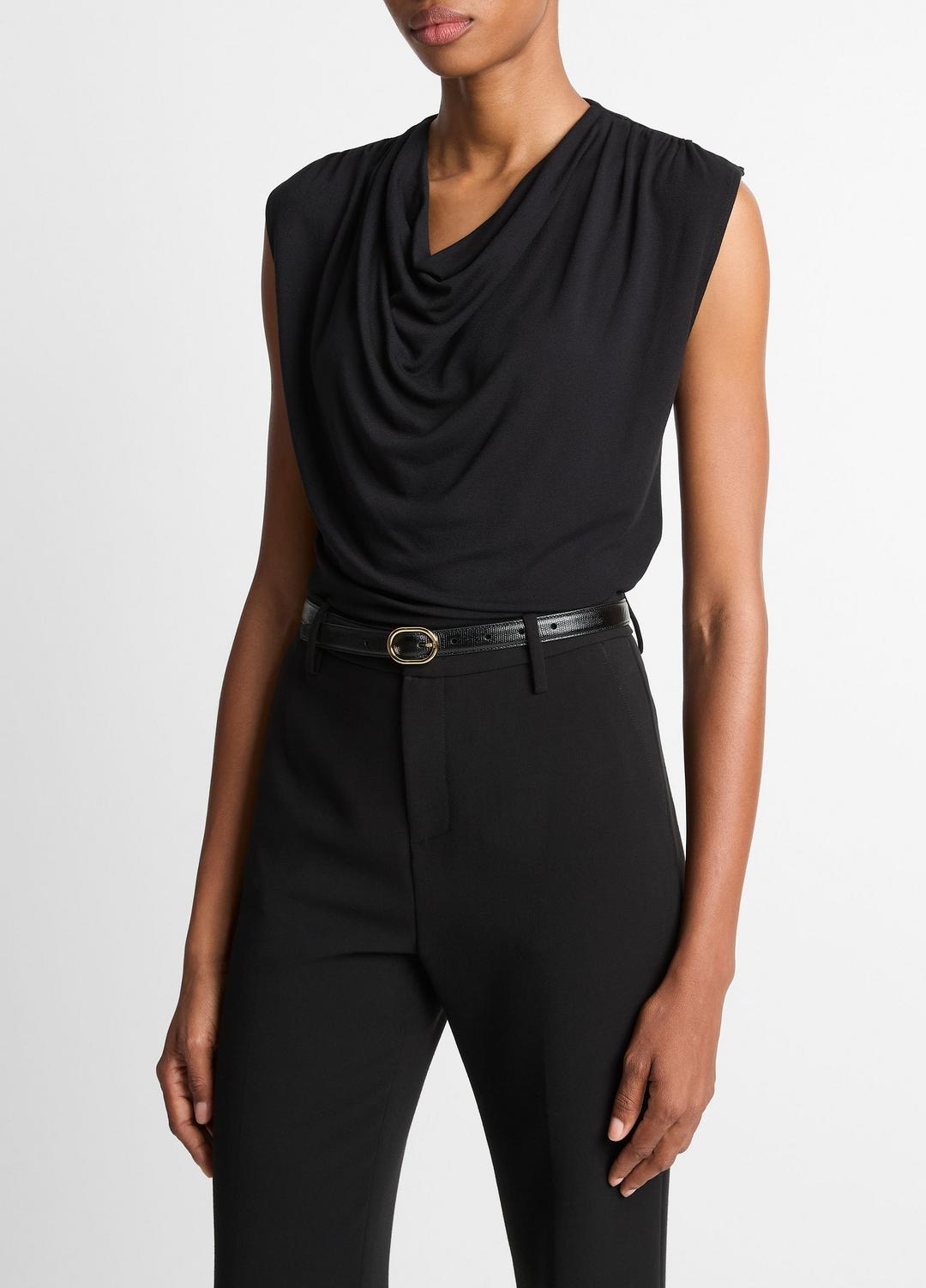 VINCE Women Jersey Draped Cowl-Neck Top in Tank Tops BLACK
