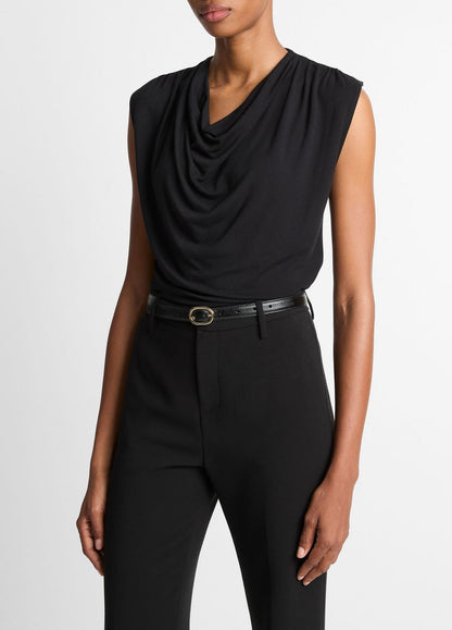 VINCE Women Jersey Draped Cowl-Neck Top in Tank Tops BLACK
