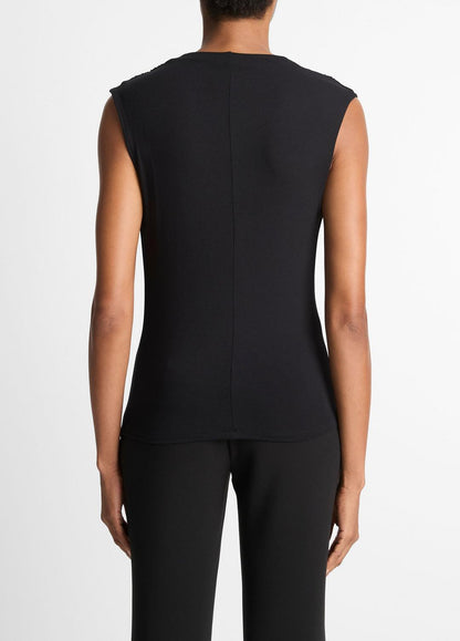 VINCE Women Jersey Draped Cowl-Neck Top in Tank Tops BLACK