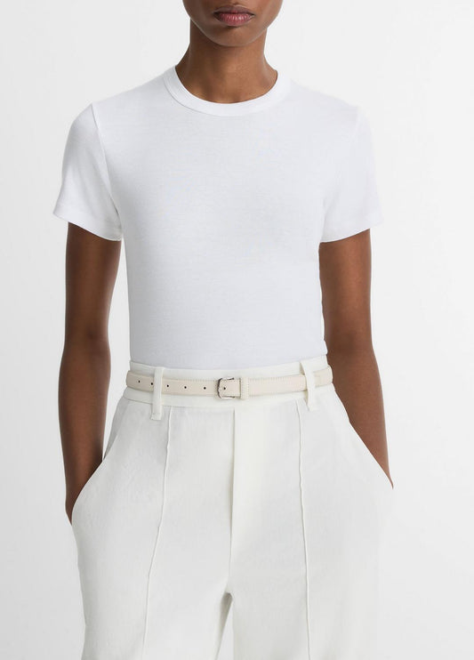 VINCE Women Pima Cotton-Blend '90s Shrunken T-Shirt in Short Sleeve OPTIC WHITE