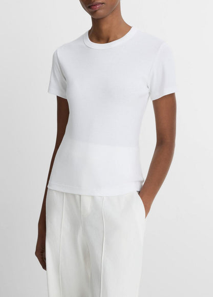 VINCE Women Pima Cotton-Blend '90s Shrunken T-Shirt in Short Sleeve OPTIC WHITE