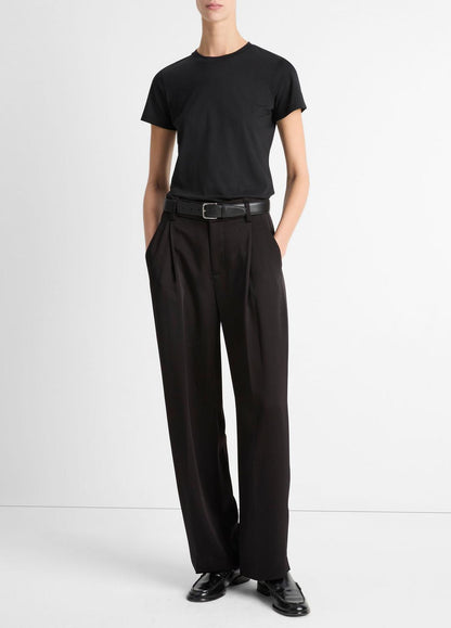 VINCE Women Essential Pima Cotton Crew Neck T-Shirt in Short Sleeve BLACK