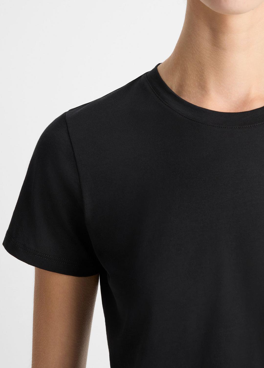 VINCE Women Essential Pima Cotton Crew Neck T-Shirt in Short Sleeve BLACK