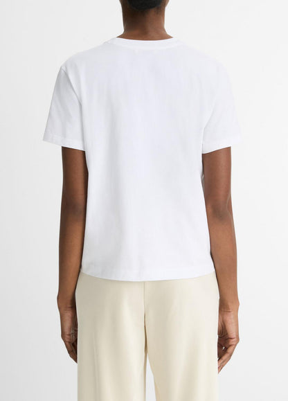 VINCE Women Pima Cotton Crew Neck T-Shirt in Short Sleeve OPTIC WHITE