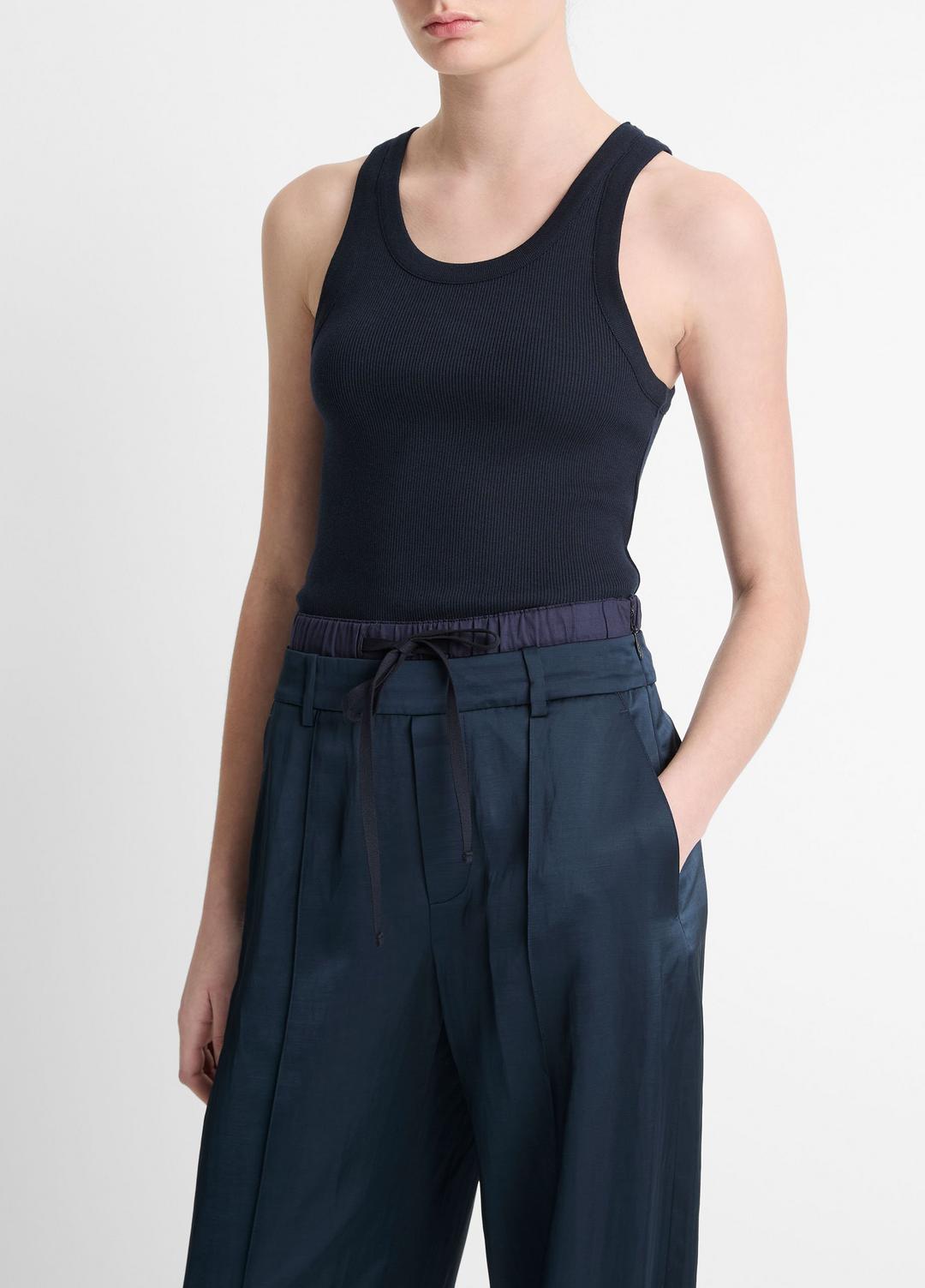 VINCE Women Ribbed Scoop-Neck Tank in Tank Tops COASTAL BLUE