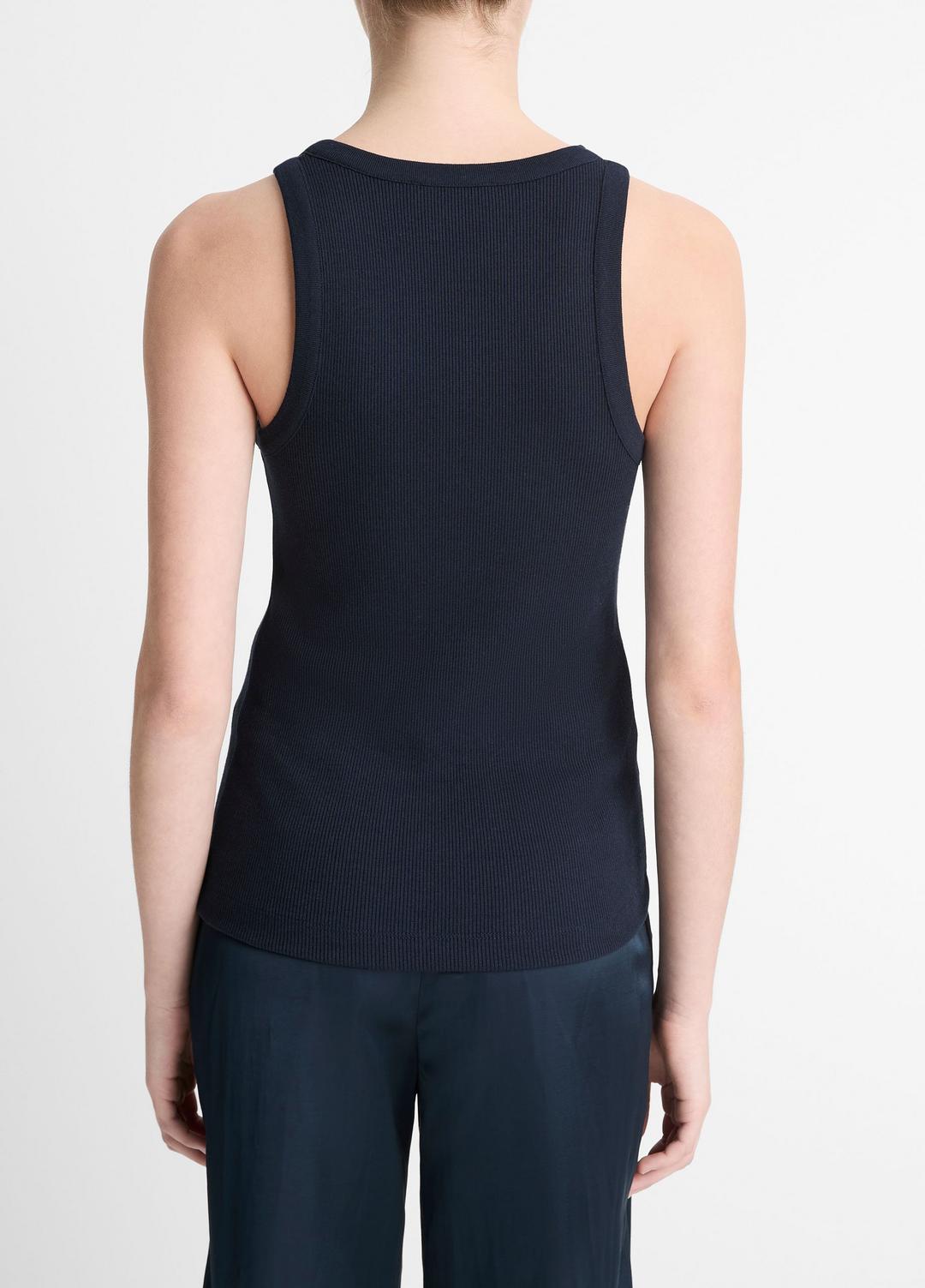 VINCE Women Ribbed Scoop-Neck Tank in Tank Tops COASTAL BLUE