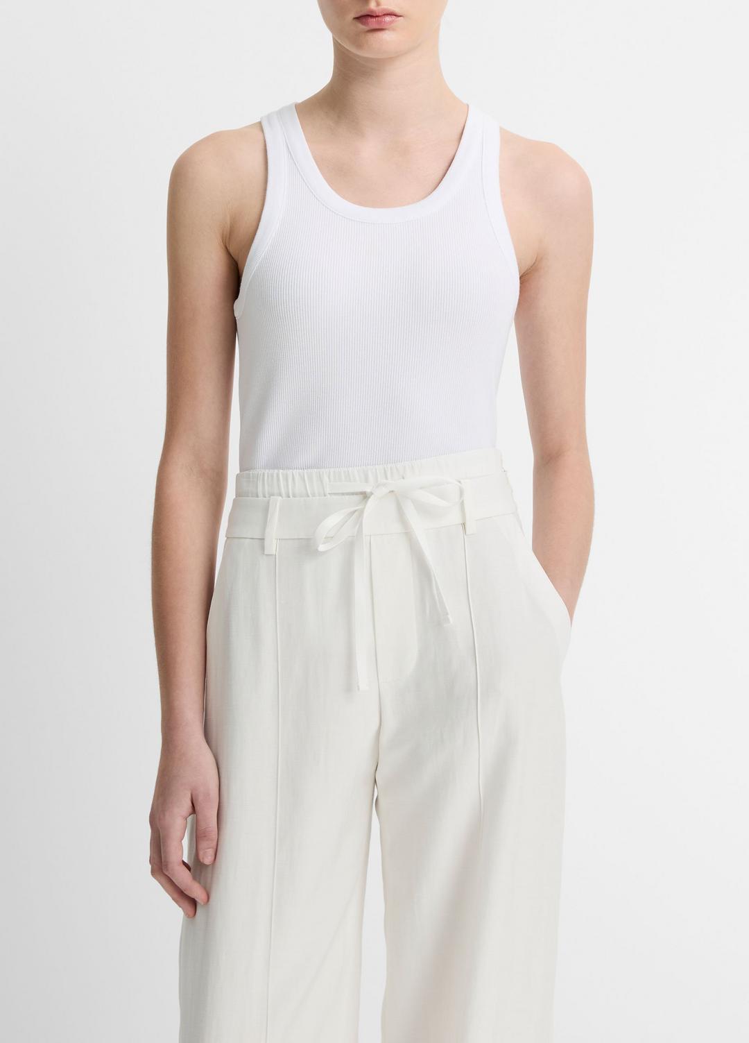 VINCE Women Ribbed Scoop-Neck Tank in Tank Tops OPTIC WHITE