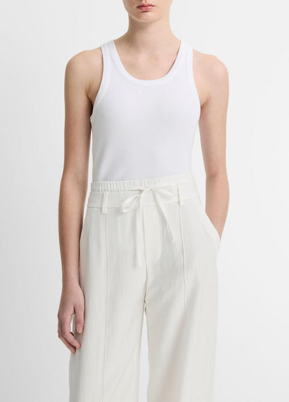 VINCE Women Ribbed Scoop-Neck Tank in Tank Tops OPTIC WHITE