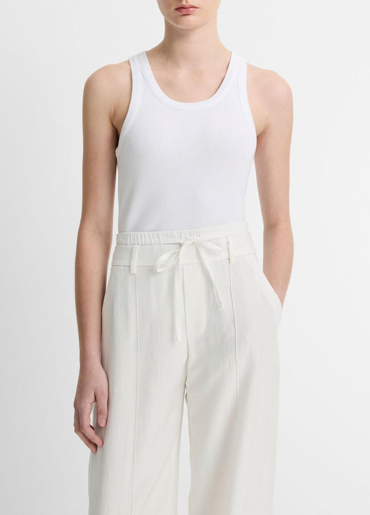 VINCE Women Ribbed Scoop-Neck Tank in Tank Tops OPTIC WHITE