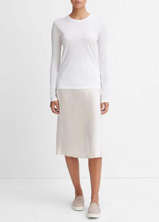 VINCE Women Essential Long Sleeve Crew Neck T-Shirt in Long Sleeve OPTIC WHITE