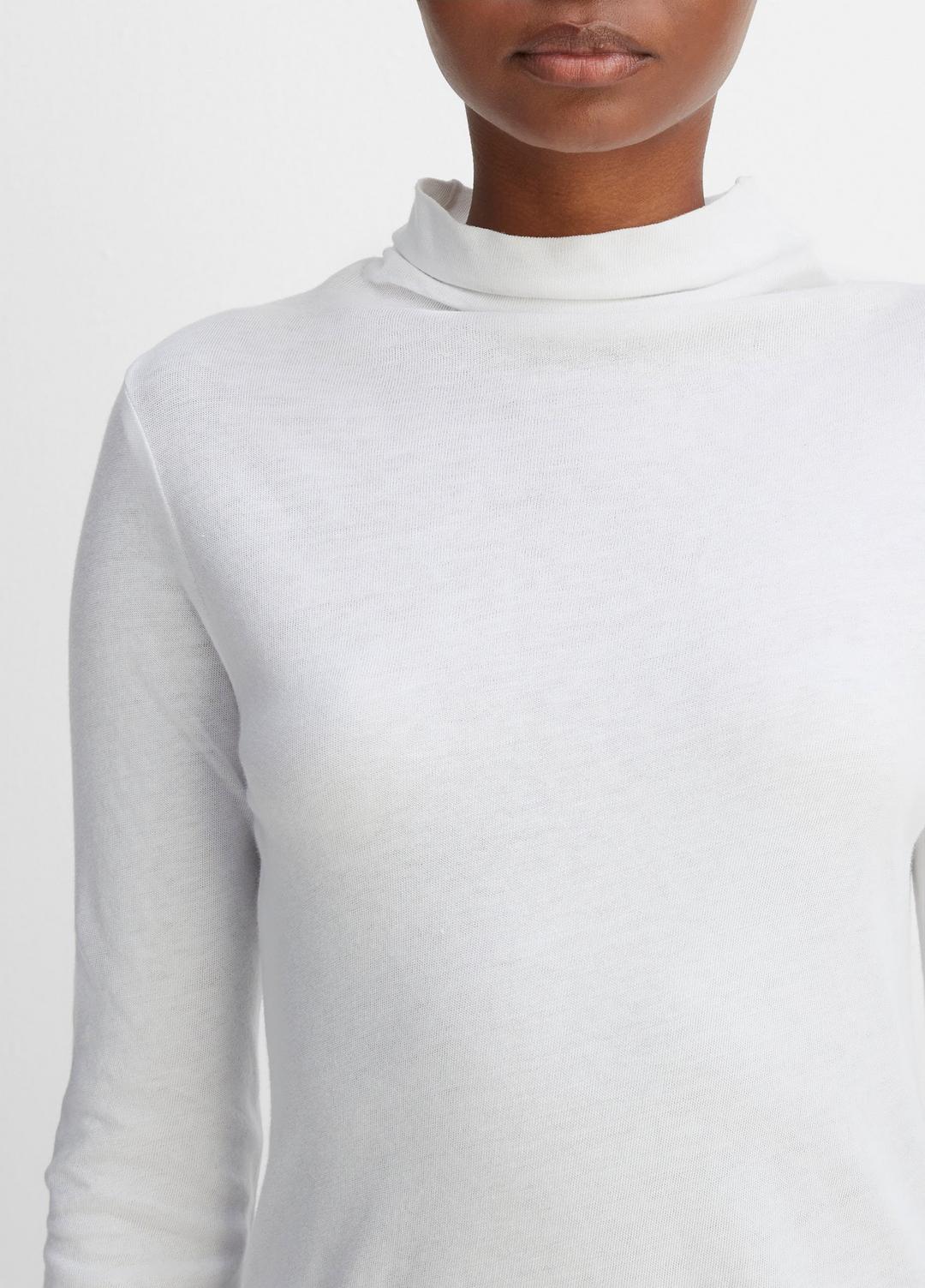 VINCE Women Essential Long Sleeve Turtleneck in Long Sleeve OPTIC WHITE