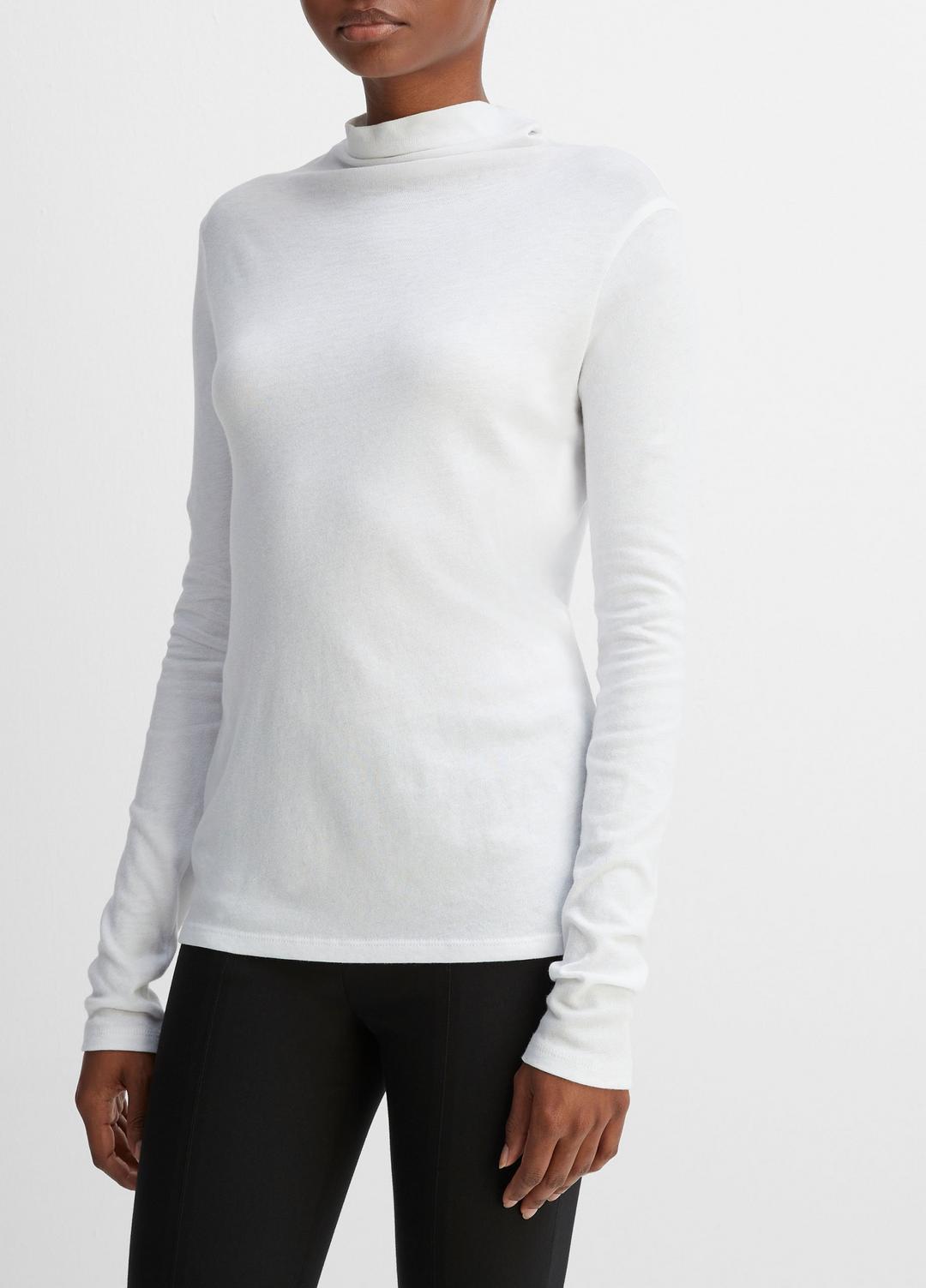 VINCE Women Essential Long Sleeve Turtleneck in Long Sleeve OPTIC WHITE