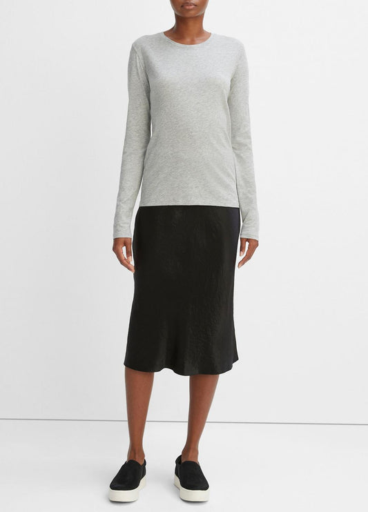 VINCE Women Essential Long Sleeve Crew Neck T-Shirt in Long Sleeve HEATHER GREY