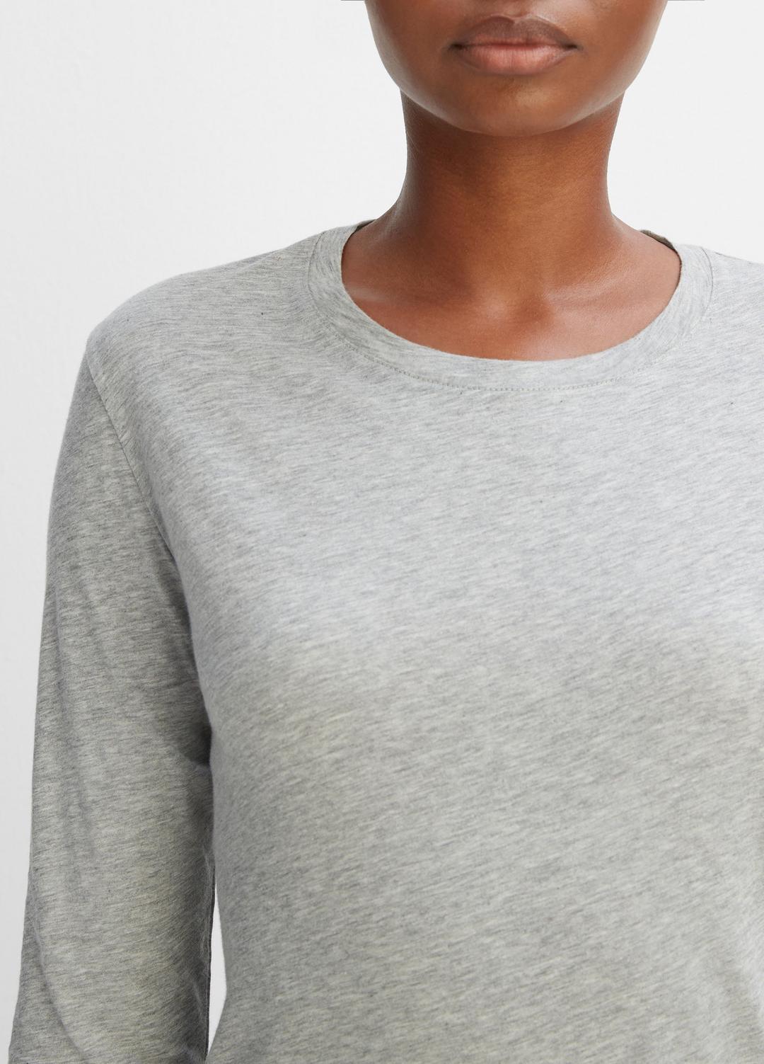 VINCE Women Essential Long Sleeve Crew Neck T-Shirt in Long Sleeve HEATHER GREY