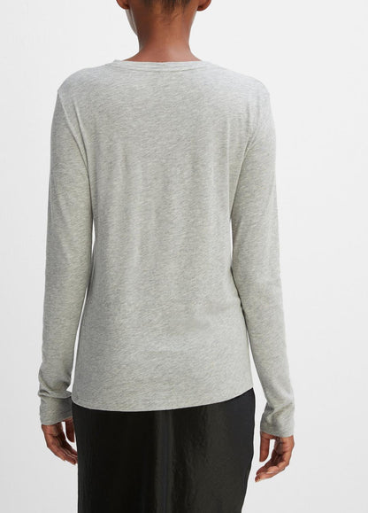 VINCE Women Essential Long Sleeve Crew Neck T-Shirt in Long Sleeve HEATHER GREY