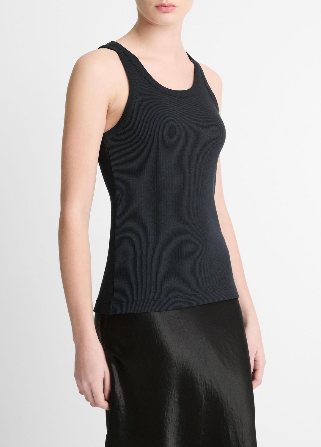VINCE Women Ribbed Scoop-Neck Tank in Tank Tops BLACK