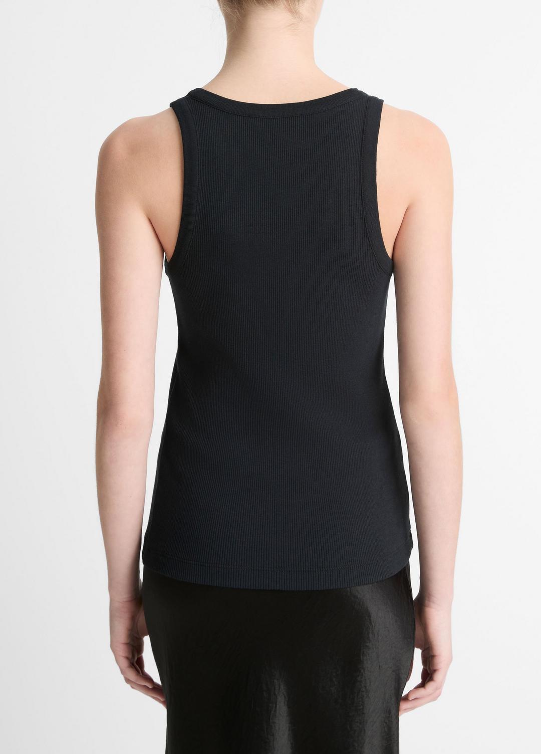 VINCE Women Ribbed Scoop-Neck Tank in Tank Tops BLACK