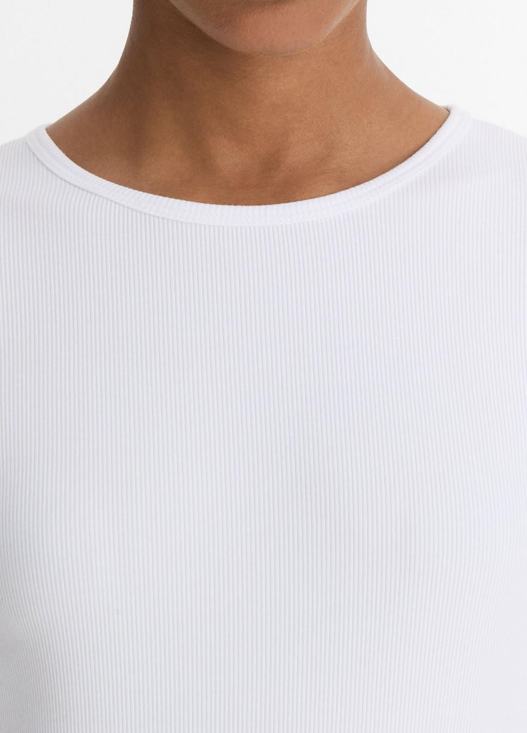 VINCE Women Elbow-Sleeve Crew Neck T-Shirt in Short Sleeve OPTIC WHITE