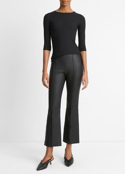 VINCE Women Elbow-Sleeve Crew Neck T-Shirt in Short Sleeve BLACK
