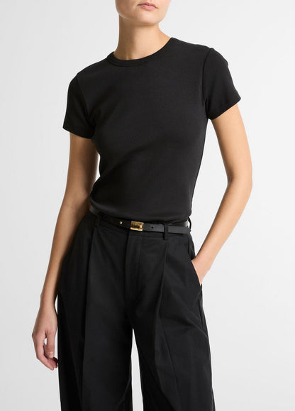 VINCE Women Pima Cotton-Blend '90s Shrunken T-Shirt in Short Sleeve BLACK