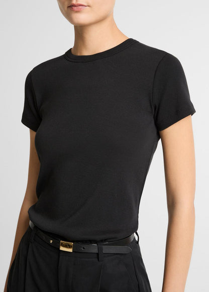 VINCE Women Pima Cotton-Blend '90s Shrunken T-Shirt in Short Sleeve BLACK